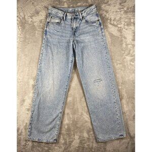 GAP Kids ‘90s Loose Fit Jeans - Size 18 - Light Wash Distressed Denim